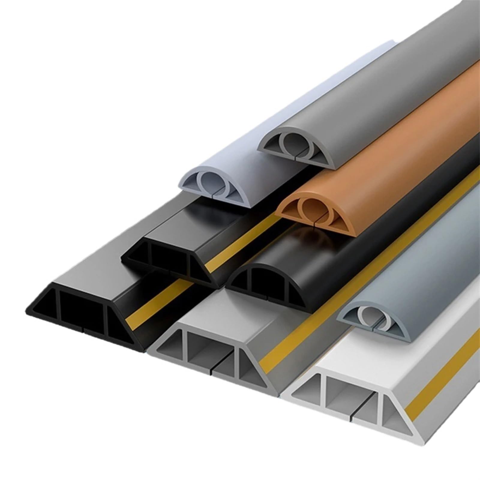 Kabelabdeckung 3 Meter Bodenkabelschutzteile Drahtdekorabdeckungen 3 Kabelkanäle Haushaltsdrahtschutzstreifen für das Heimbüro(Black Yellow)