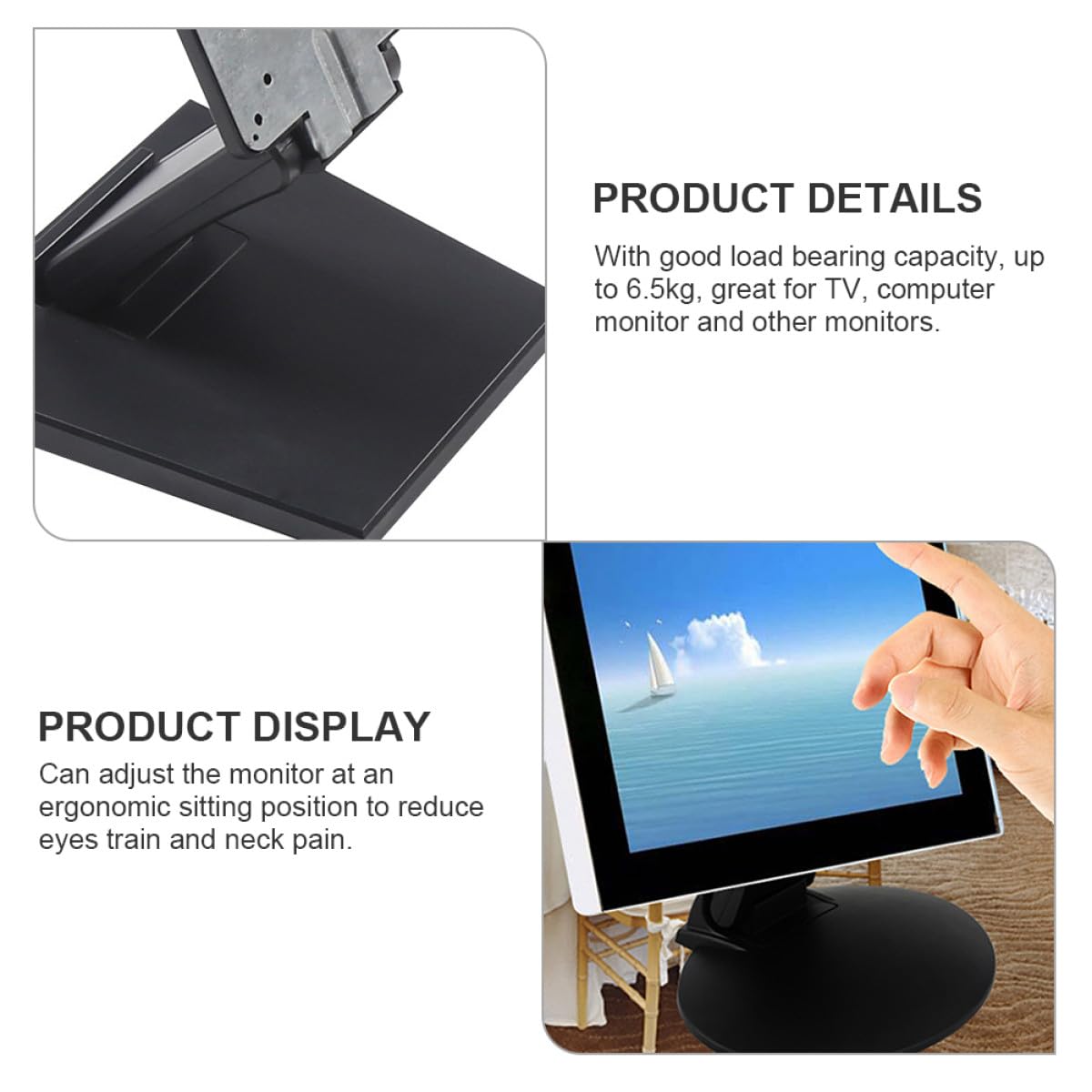 Supporto per Base del Monitor LCD 14-27 Pollici Regolabile Pieghevole capacità 6,5 kg per Uso Professionale Studio Ufficio