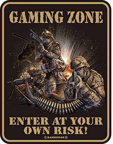 RAHMENLOS Cartel de chapa original con texto "Enter at Your own Risk Nr.3456" Cover