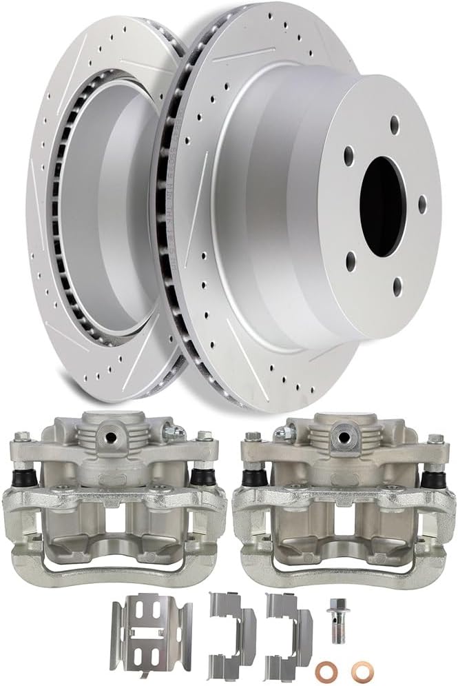SCITOO Rear Brake Kit [2] Brake Rotors [2] Brake Disc Calipers w/Bracket Compatible With 1998-2005 for Chevrolet for Blazer,1998-2004 for Chevrolet for S10,1998-2005 for GMC for Jimmy