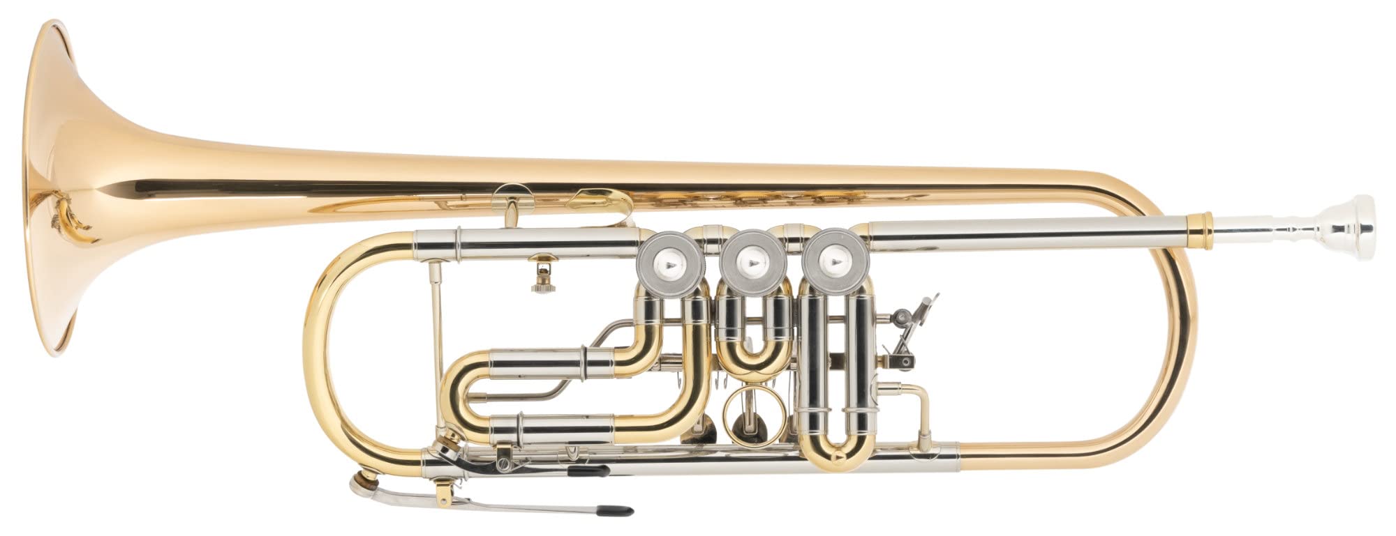 Classic Cantabile TR-43G Tromba da Concerto in Bb (ottone dorato, pistoni rotativi, trigger al 3° pistone, verniciatura trasparente, custodia rigida e bocchino inclusi)