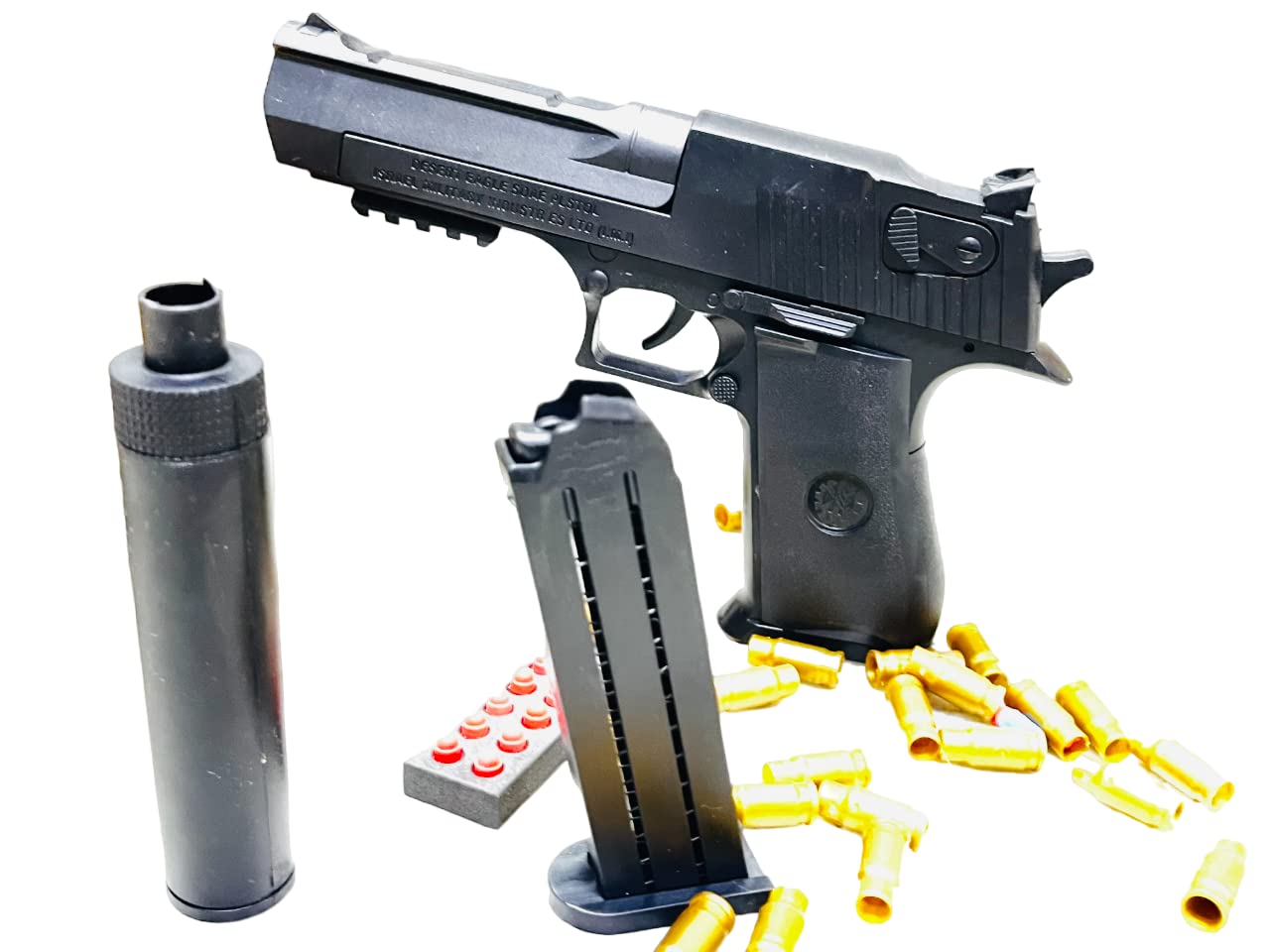 Toy Gun Magazine, Soft Bullets & Pull Back Action, Pistol Toys for Boy Birthday Gift Foam Blaster Soft Bullet Play Gun with 10 Pcs Darts, Education Toy Model for Kids (Dessert Black)