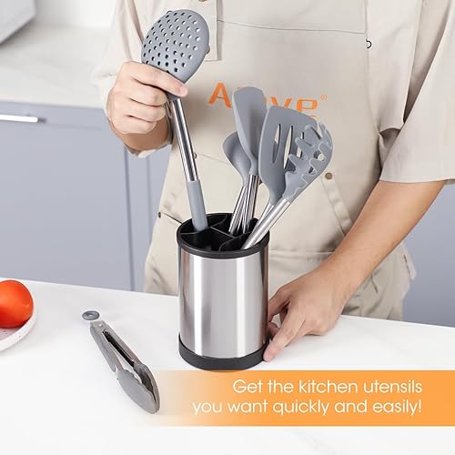 Miniatura 5 de AIEVE Soporte giratorio para utensilios de cocina, acero inoxidable