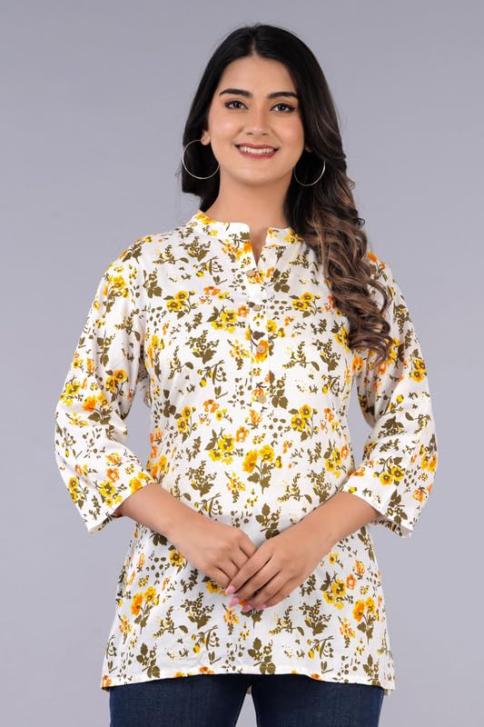 Image of Jikonet Women's Printed Rayon Straight Short Kurti