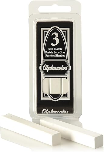 Miniatura 3 de Derwent Alphacolor - Pasteles redondos suaves, color blanco, 3 pasteles por paquete (105 W) (paquete de 2)