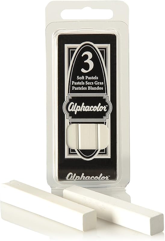 Derwent Alphacolor Pasteles suaves redondos, blanco, 3 pasteles por paquete (105 W)