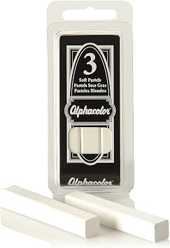 Derwent Alphacolor Round Soft Pastels, White, 3 Pastels per Pack 105W