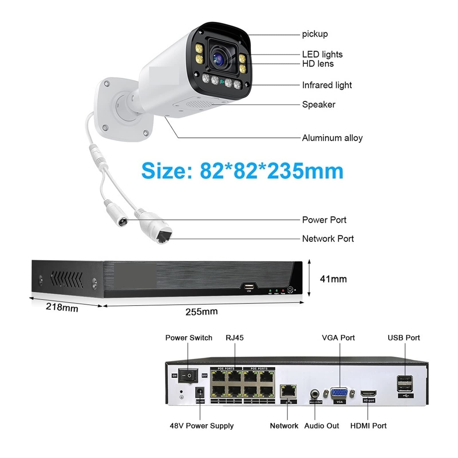 System Kamer Bezpieczeństwa 4K 8MP Poe Obiektyw Z Automatyczną Regulacją Ostrości Obiektyw 2.8-10mm 4-krotny Zoom Zestaw Kamer Monitorujących Vedio Zestaw Ourdoor(4T,8CH Nvr 2 Pcs 4K Cam)