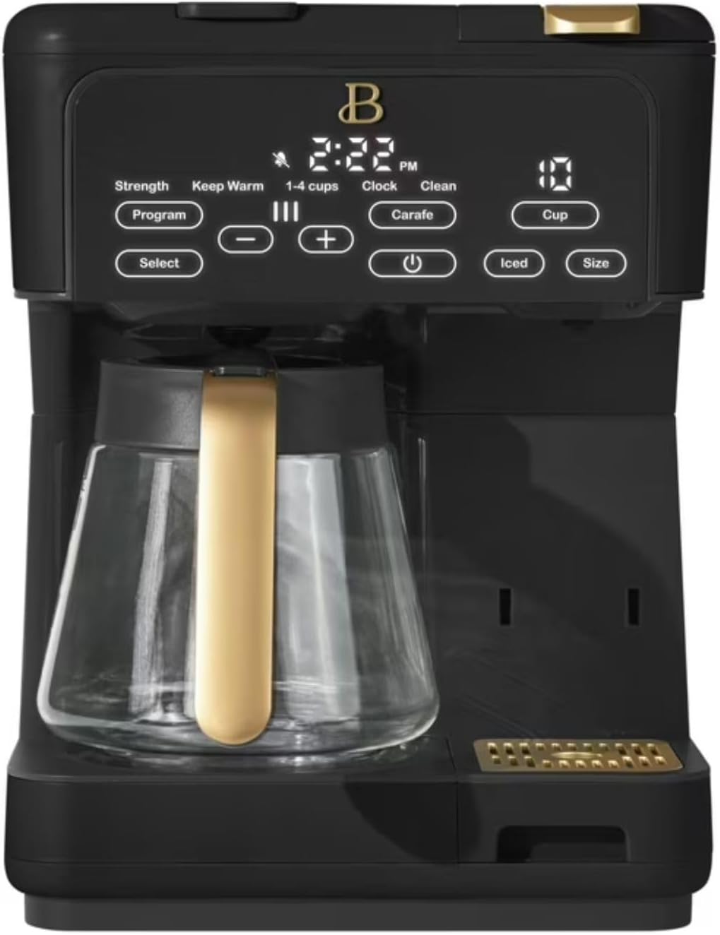 Multi-Brew Coffee Maker, 12-Cup Carafe + Single-Serve, Pods or Grounds, Over Ice, Touch Display by Drew Barrymoree. (Black Sesame)
