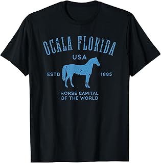 Ocala Florida USA Horse Capital Distressed Equestrian Design T-Shirt