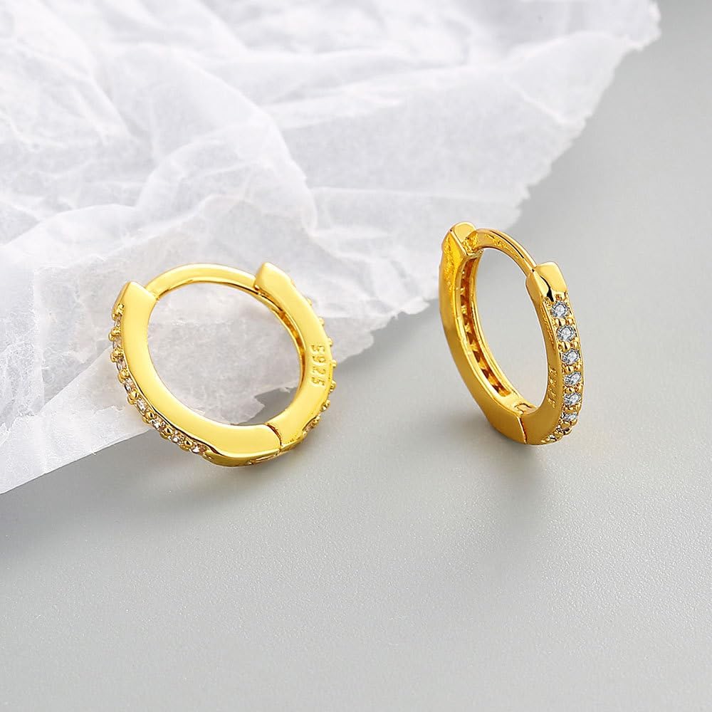 Small Cubic Zirconia Hoop Earrings for Women Trend Dainty Cute Tiny 14k Gold Silver Huggie Hoop Earrings Cartilage Piercing Jewelry Gift - Image 4
