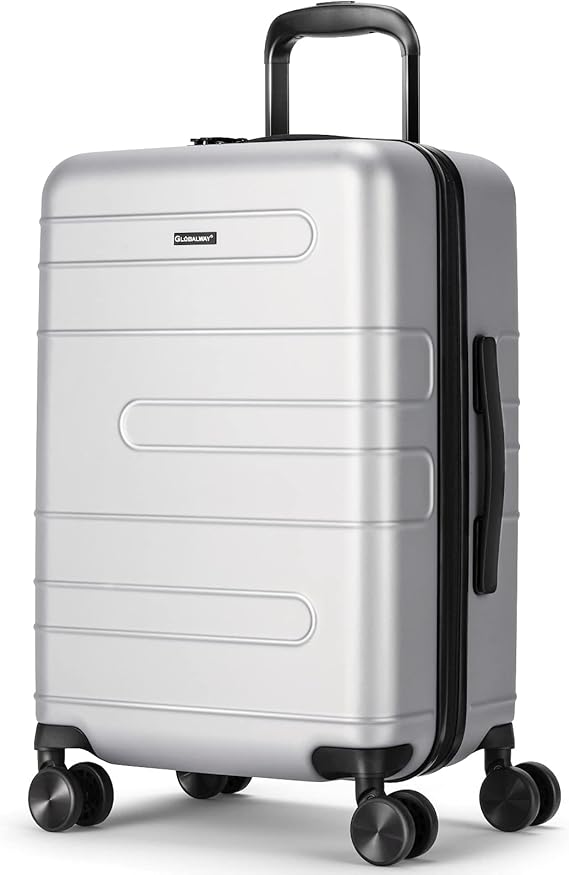 review Goplus Carry-On Luggage, Hardside Luggage w/ 4 Spinner Double-Wheels & TSA Lock, Lightweight 100% PC Suitcase for Travel Adults, Kids, 20-inch (Sliver)