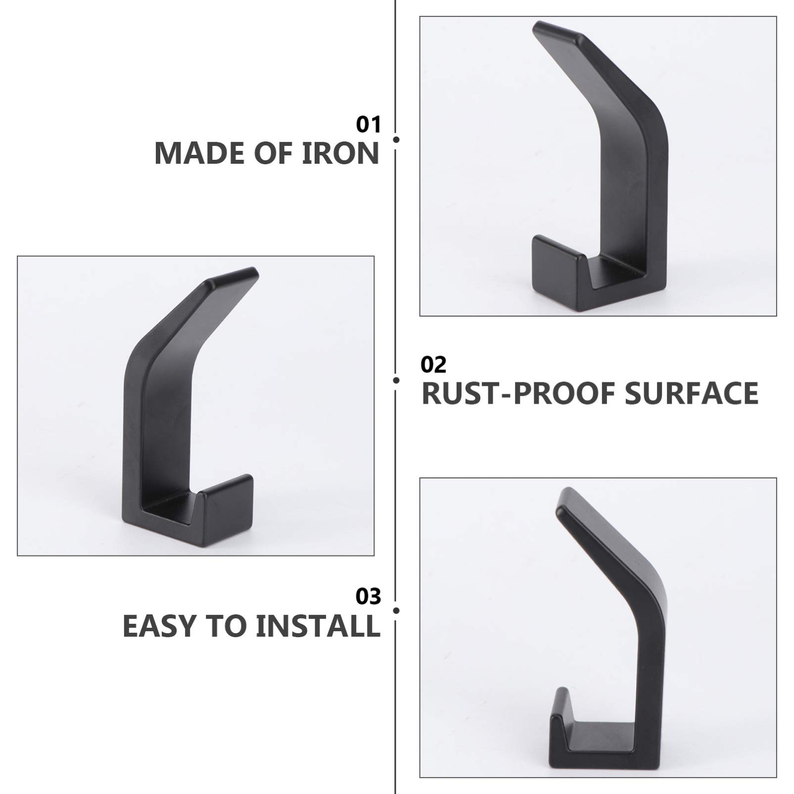 VASDEV 5 ganchos de aluminio para puerta de dormitorio, organizador de ganchos para abrigos, tapa de pared para baño para toalla montada, gancho negro, colgador individual, colgadores de