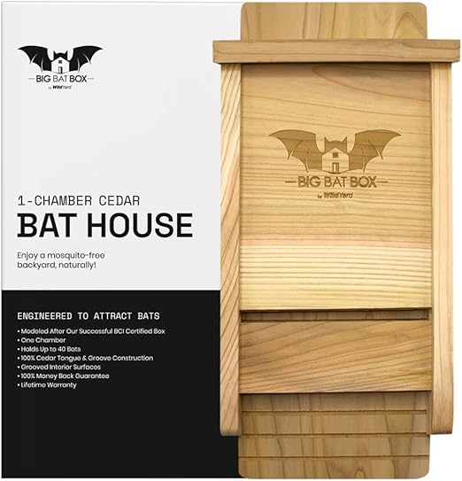 BIGBATBOX - Complete Bat House for Outdoors - Clean Backyard from Mosquitoes - No Interior Paint - One-Chamber Design - Easy to Hang - Bat Houses for Outdoors