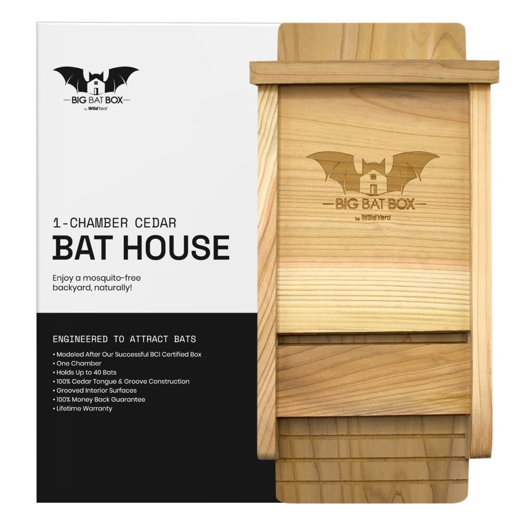 Wildyard Bat House For Outdoors - casa nera per pipistrelli all'aperto - Pulisci il tuo cortile dalle zanzare - Bat Box senza vernice all'interno - Una camera da letto per pipistrelli