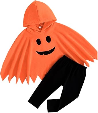 XFGLCK Toddler Kids Girls Boys Halloween Costume Hooded Ghost Cloak +Black Pant Funny Cosplay Outfit