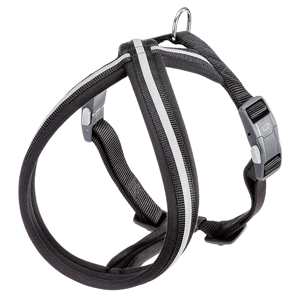Ferplast Dog Harness DAYTONA CROSS, Medium Size Nylon Dog Harness, Padded, Reflective and Adjustable. With Magnetic Buckle. Black