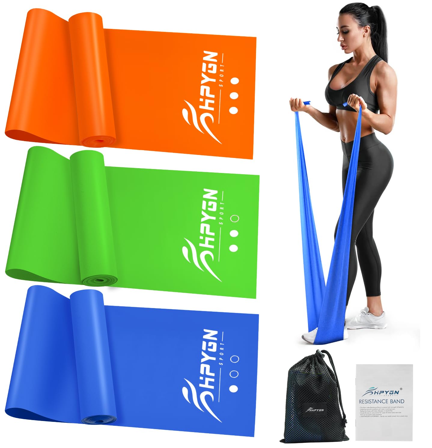 Resistance Bands, Exercise Bands for Physical Therapy, Strength Training, Yoga, Pilates, Stretching, Non-Latex Elastic Band with Different Strengths,Workout Bands for Home