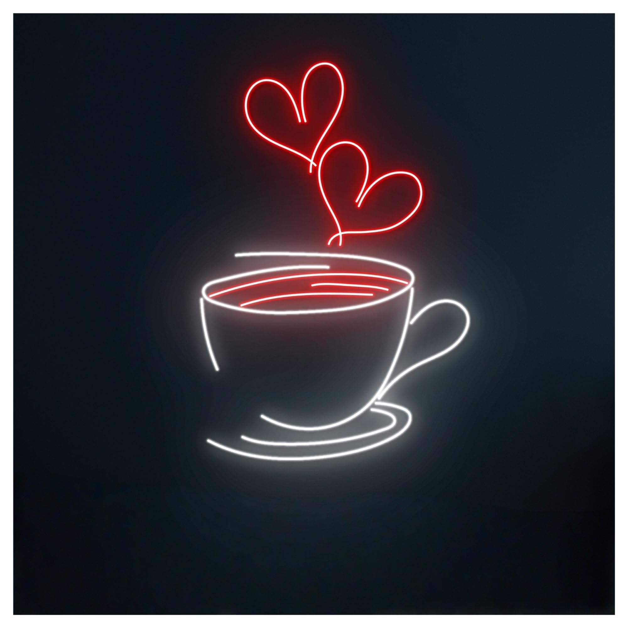 SHOUXI Sign Lamp Coffee Heart Cup Neon Sign, Suitable for Drink Shop Store Wall Decor with Dimmable 50cm