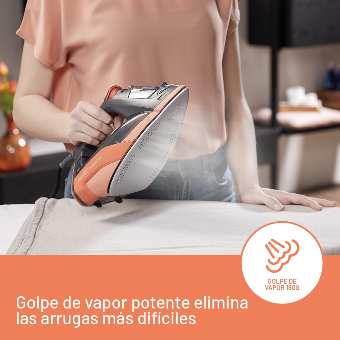 Imetec Ceramicliss, Plancha De Vapor, Ligera, Manejable, Antical, 180 g De Vapor, Suela Cerámica Deslizante, 2400 W, Mango Ergonómico, Tecnología De Ahorro De Energía