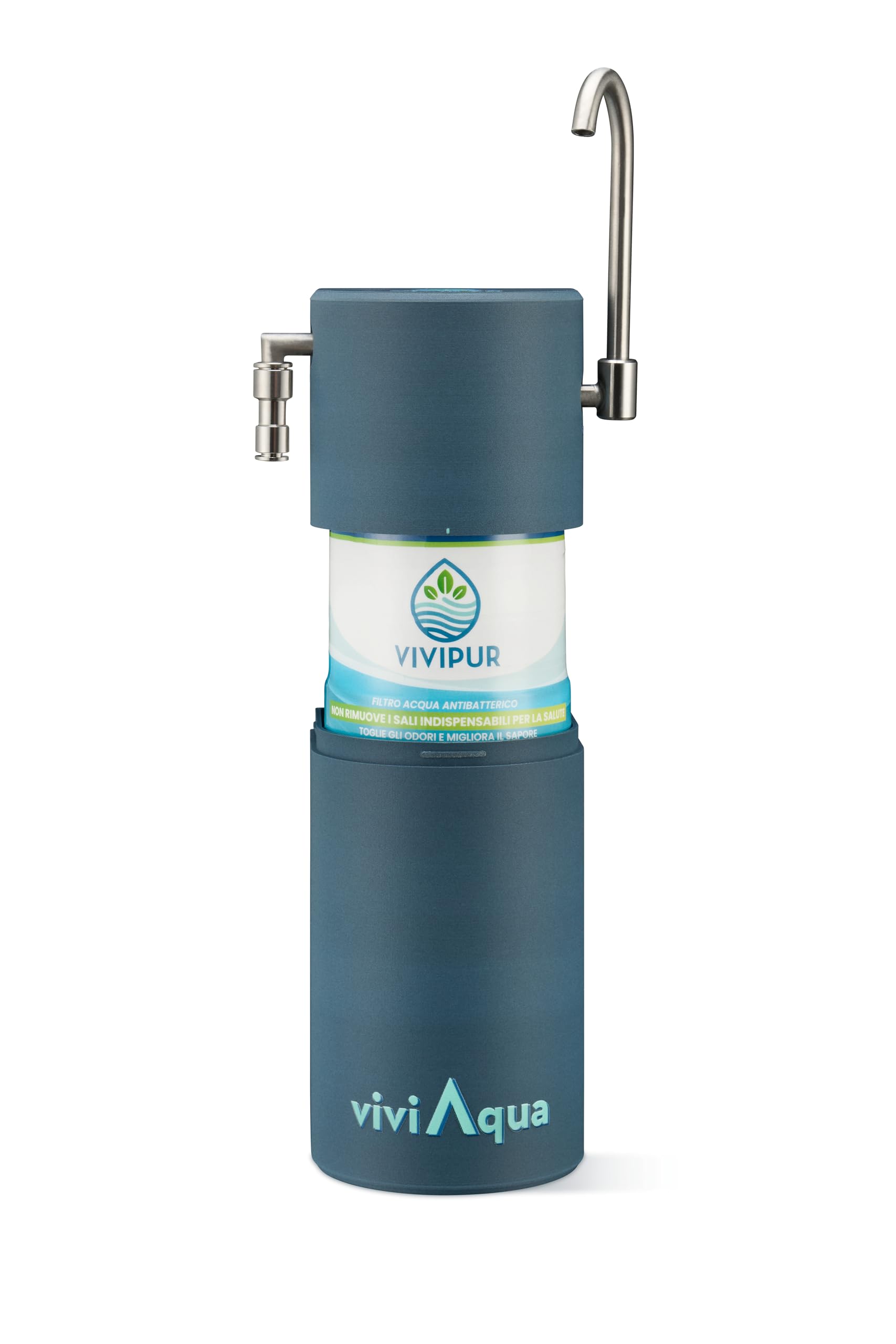 AG5 Filtro Acqua di Ricambio Originale | Cartuccia Antibatterica Ioni Argento 0,5 Micron | Elimina Cloro Batteri Odori | Mantiene Sali Minerali | 6 Mesi | Viviaqua Made in Italy