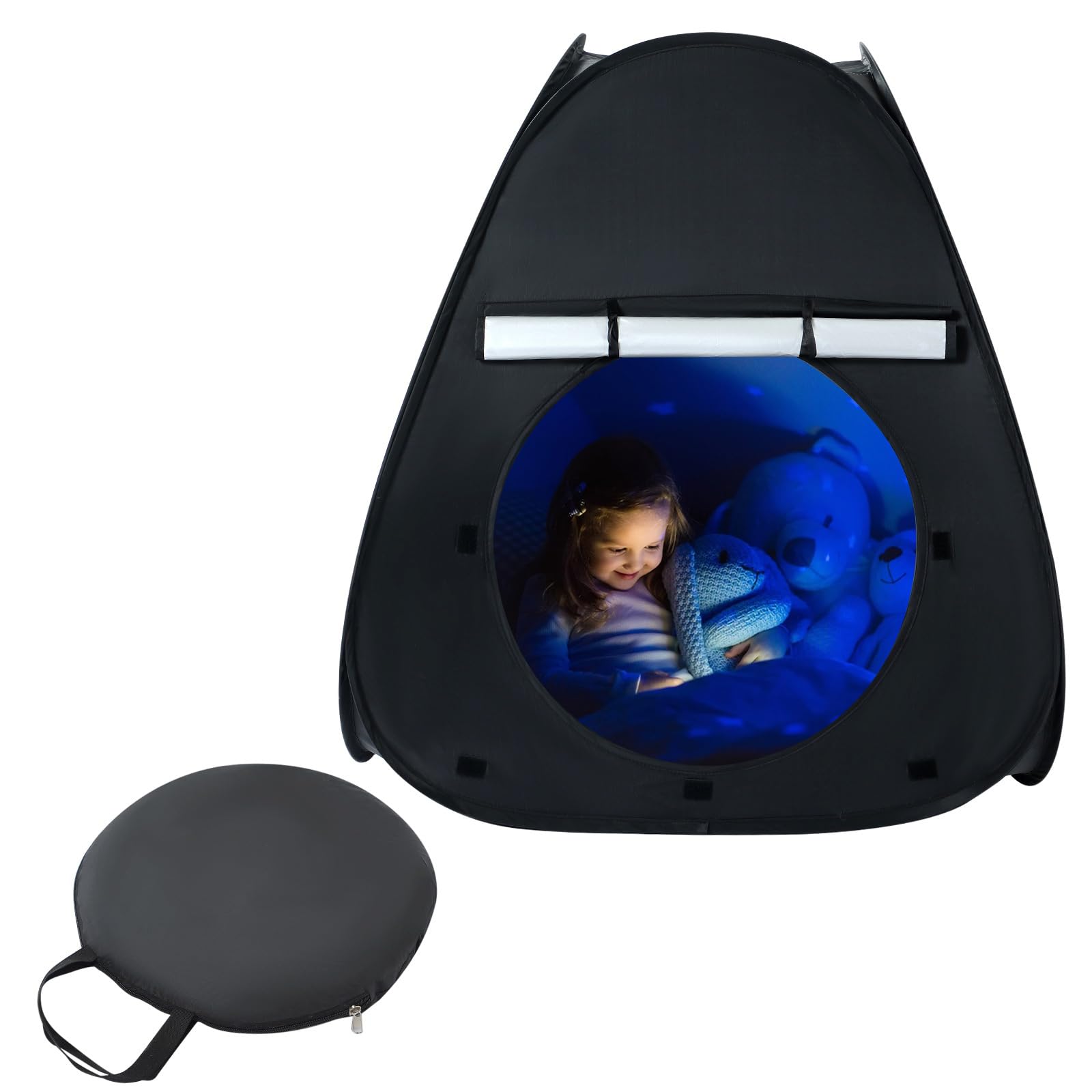 Trafagala Pop Up Sensory Tent Calm Black Out Tent Sensory for Kids To Play and Relax Den | Helps With Autism, Spd, Anxiety & Improve Focus | Black Out Sensory Tents For Autistic Children 88Cm