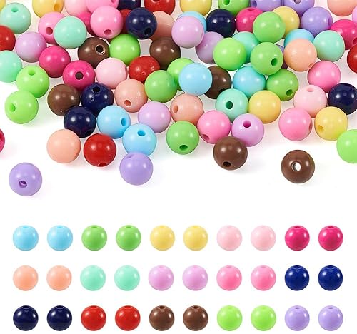 Miniatura 7 de FASHEWELRY 300 cuentas redondas acrílicas de color caramelo, cuentas de poni de 0.315 pulgadas (0.315 in), lindas cuentas de chicle a granel para