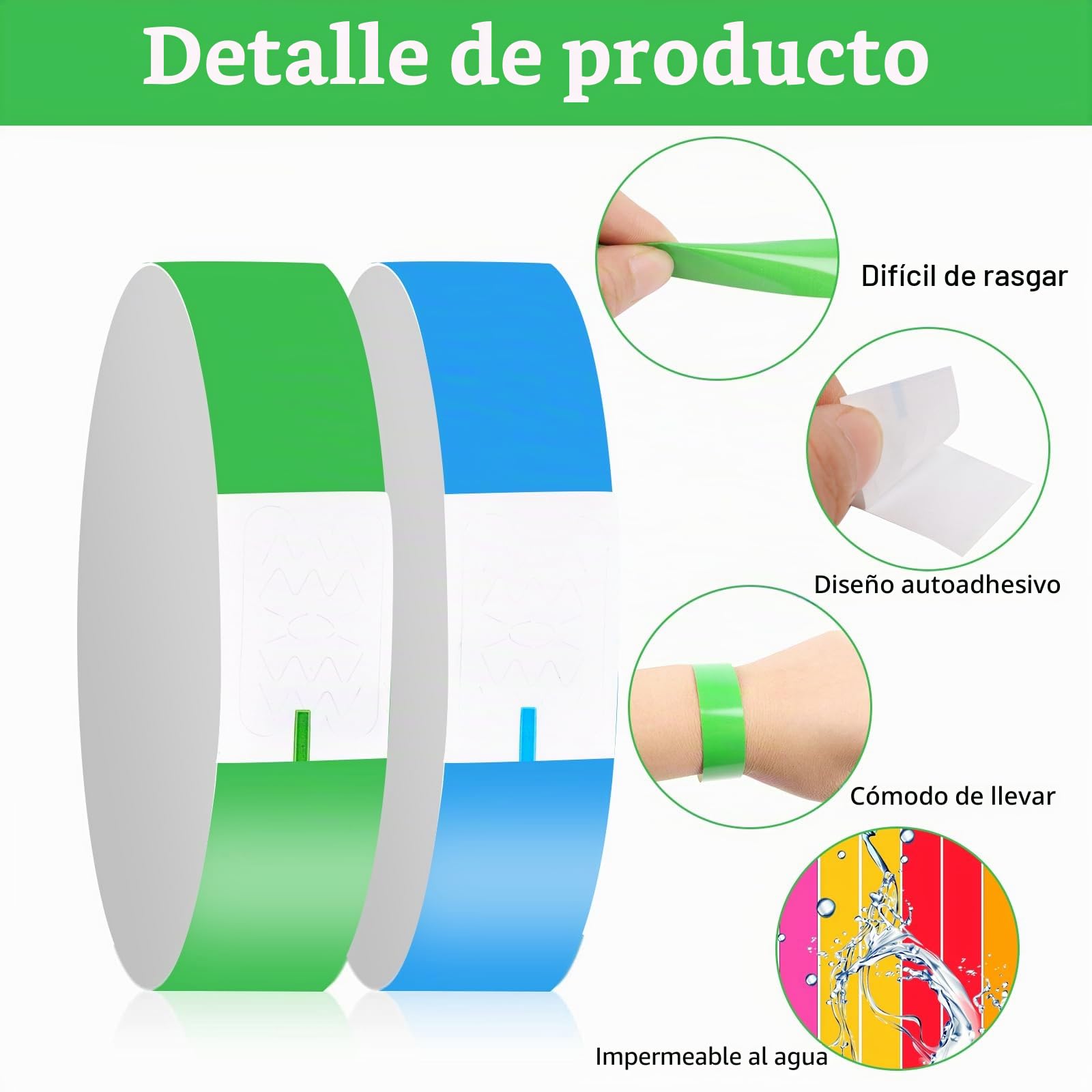 LOMIMOS 700 PCS Pulseras de Papel, Pulseras de Identificación Impermeables, Pulsera de Entrada, Pulseras de Evento Coloridas para Fiestas, Festivales de Música, Eventos, Clubs, Conciertos