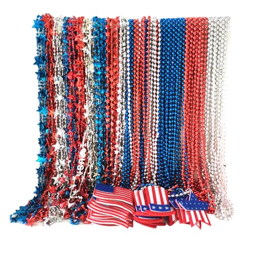 Colliers de perles patriotiques bleus, blancs et rouges pour decoration de fete lot de 200