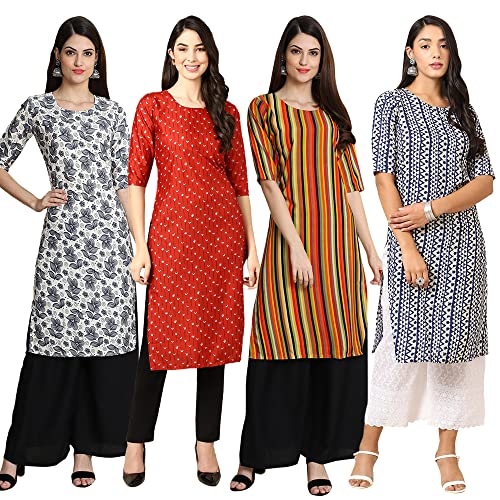 Image of Pinkmint Women's Crepe Digital Print Straight Kurta (RM-348-370-360-366)
