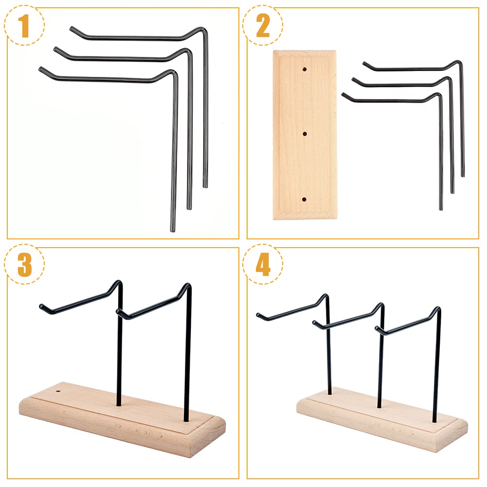 Vassoio Espositore Gioielli In Legno Con Pelle - 6 Slot Per Orecchini E Anelli, Diametro 15cm - Foto 4