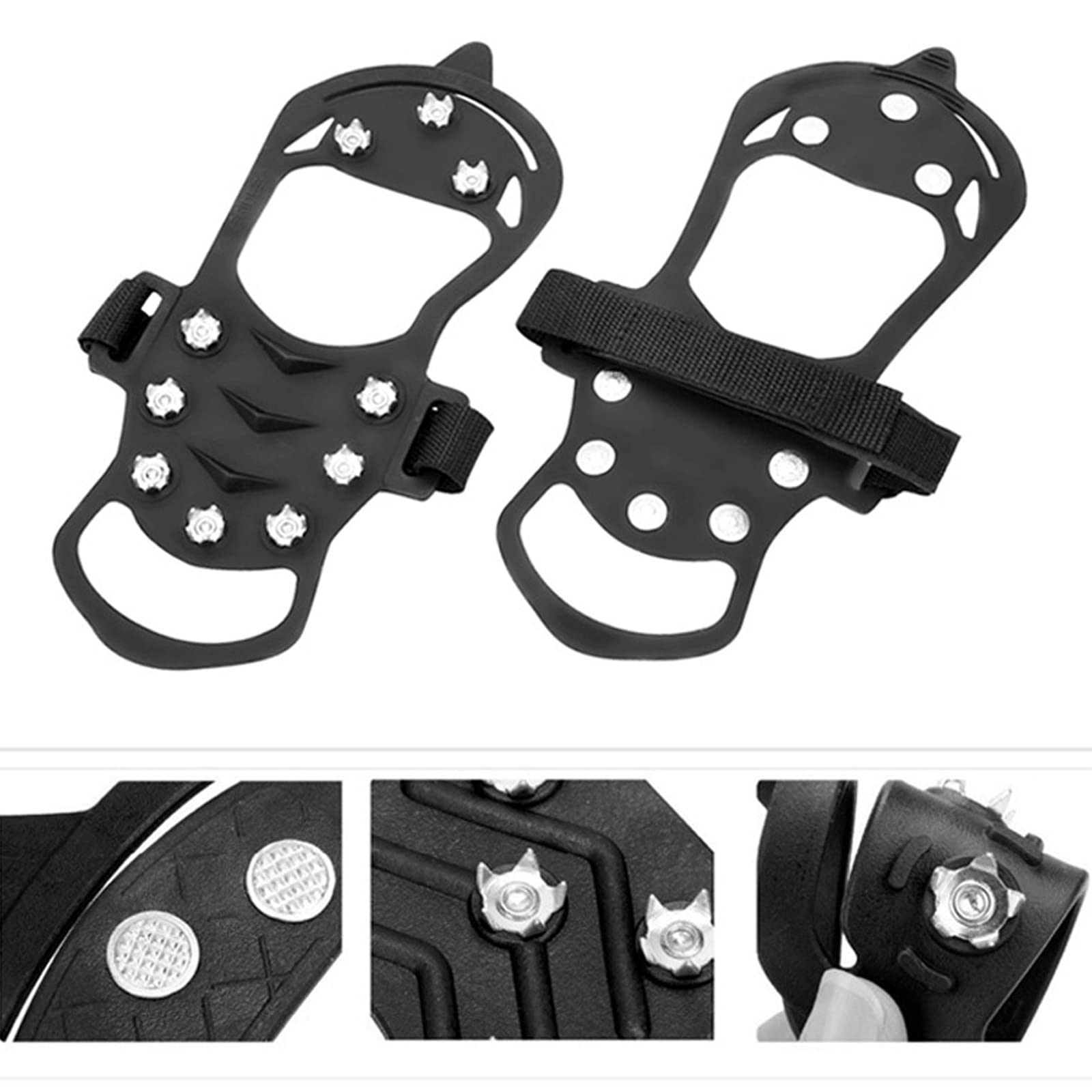 DZQUY Crampons à Neige pour Escalade Griffes de chaîne avec 10 Goujons en Acier Inoxydable pour Chaussures Antidérapant Parfait pour la Marche, l'escalade, Le pelletage de Neige, etc.