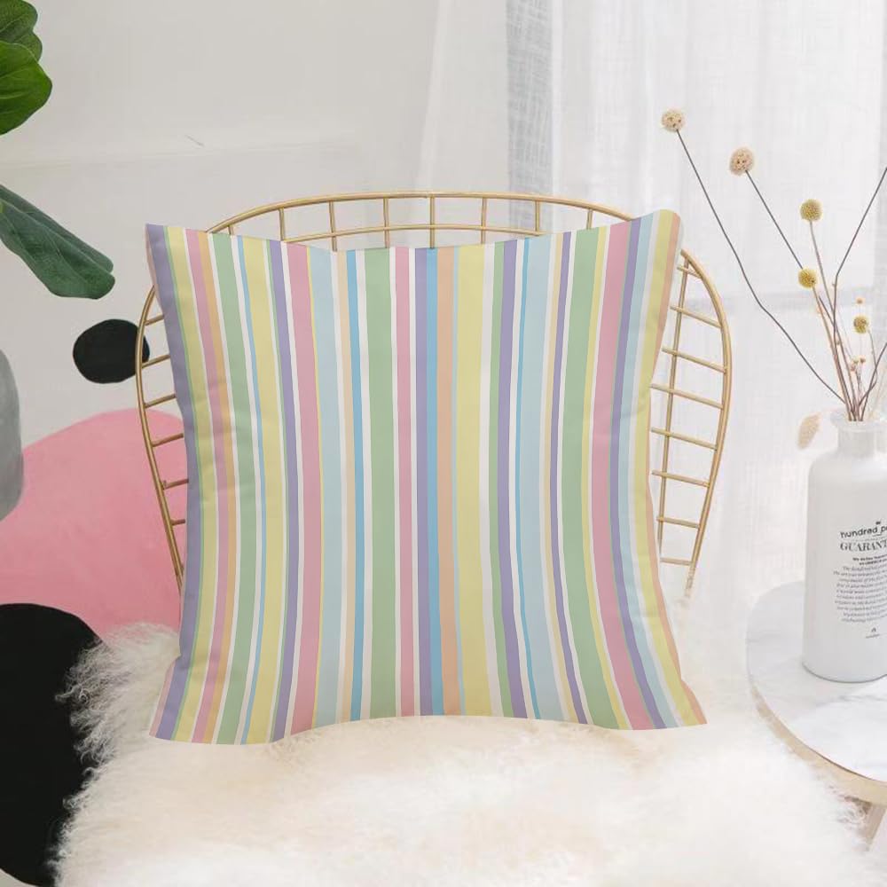 Hyosxw Stripe Design, A Series Of Multi-Color Verti - A6 Cushion Cover,Throw Pillow Case Home Decorative For Living Room Bedroom Sofa Chair 18X18 Inch,Stripe Design, A Series Of Multi-Color Vertical Colored Stripes Repetitive Desi,Pillowcase 45X45cm