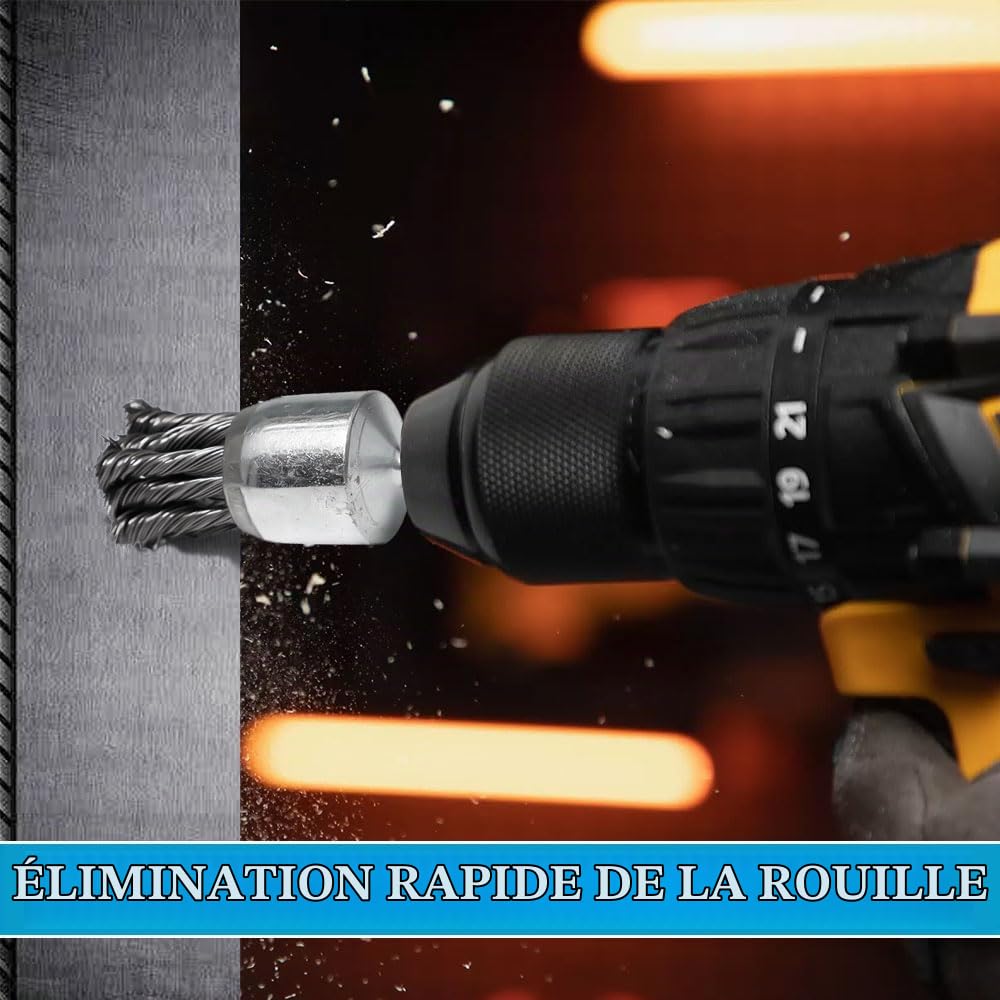 12Pièces Brosse Métallique Torsadée Acier pour Ébavurage Nettoyage