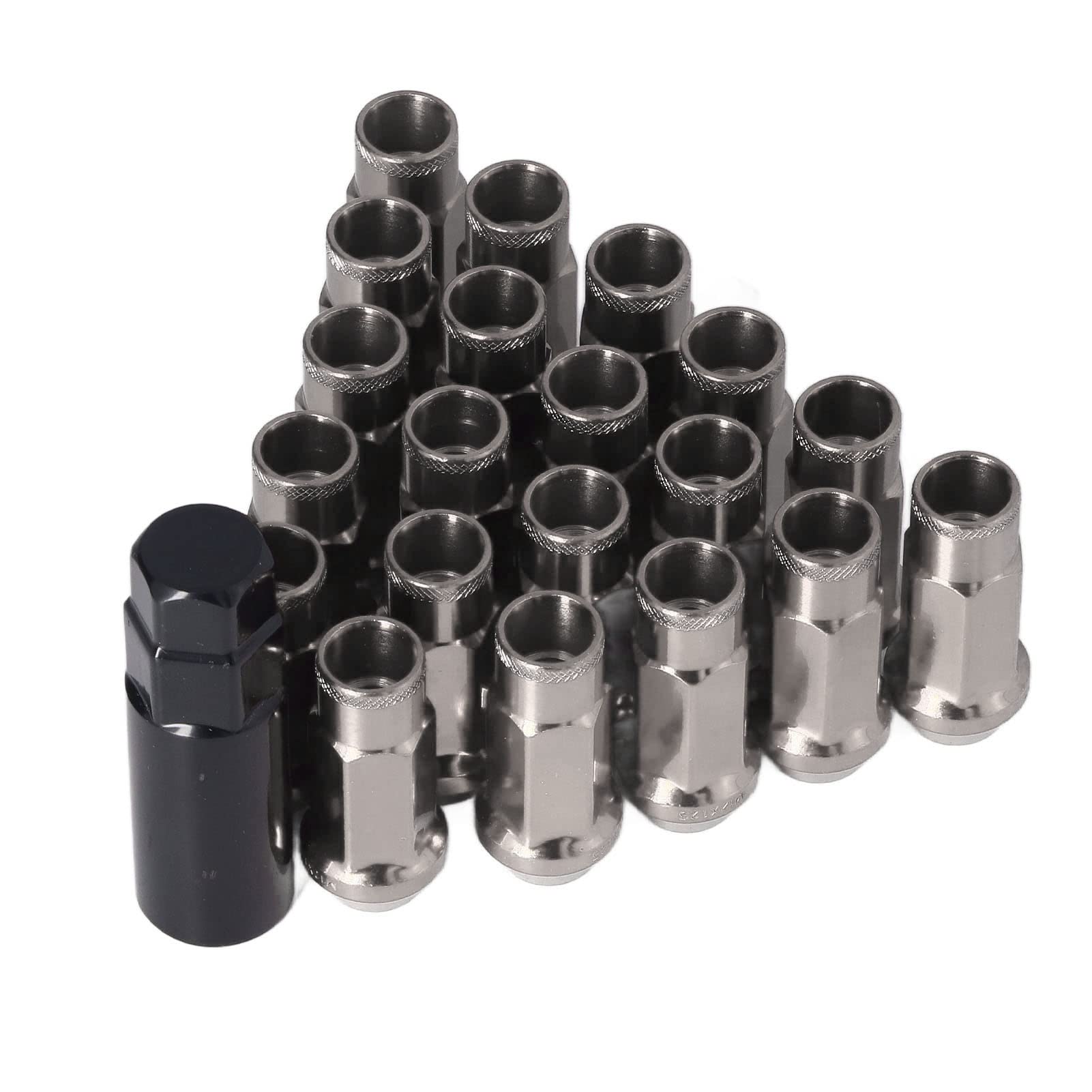Tuercas, Fydun Universal 20 Piezas M12x1.25 Metal Tuercas de Rueda con Manga de Llave(Negro)