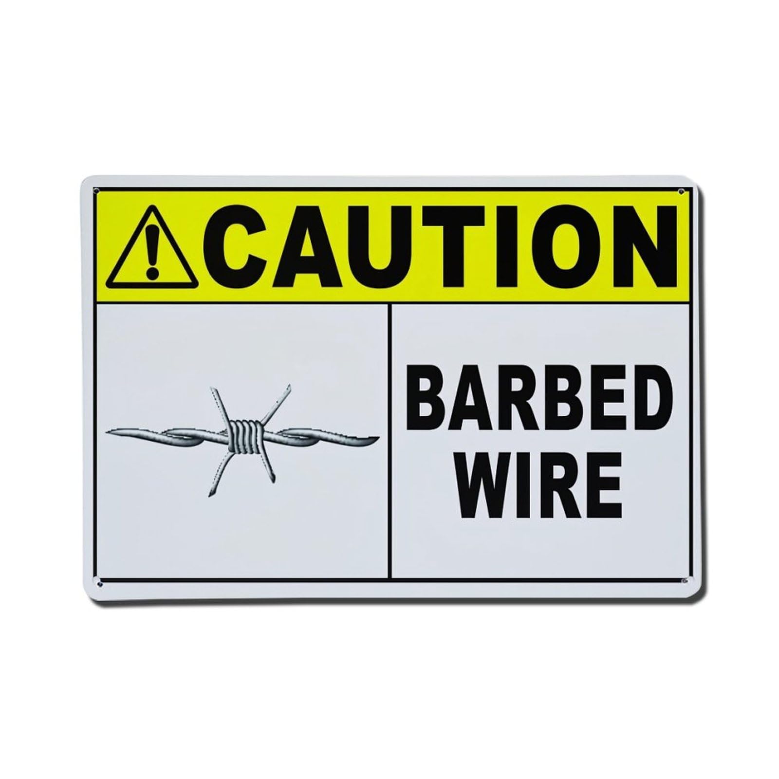 Jdfenggu Vintage Caution Barbed Wire Warning Sign Retro Metal Tin Sign, Metal Poster For Bar, Home, Man Cave, Kitchen, Laundry Room Art Decor 8X12 Inch