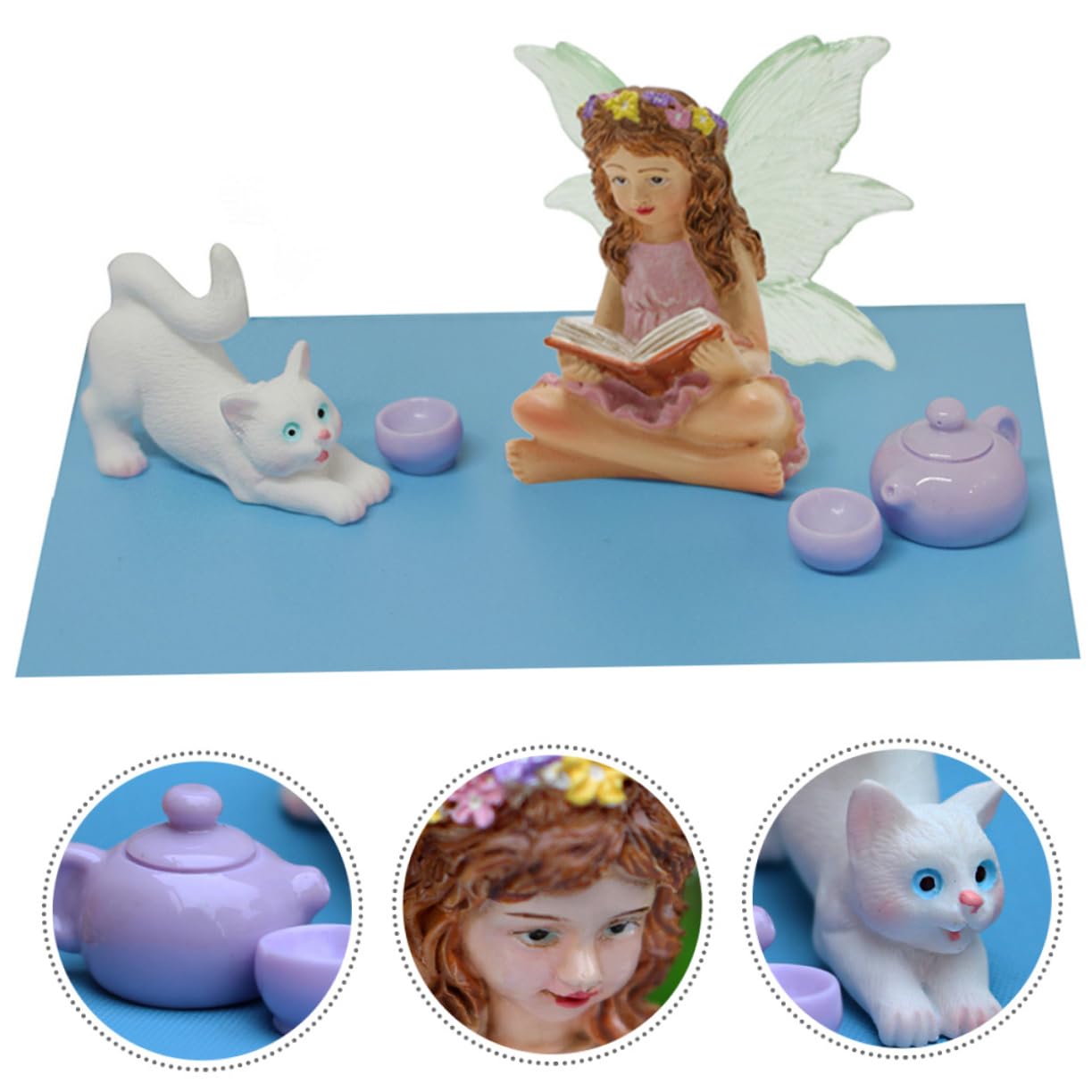 TOYANDONA 5sätze Resin Cat Fairy Sculpture Teiliges Teetassen Garten-Dekoration Zauberhafte Katzenfiguren Im -landschaftsdesign Für Katzenliebhaber Und Gartenliebhaber