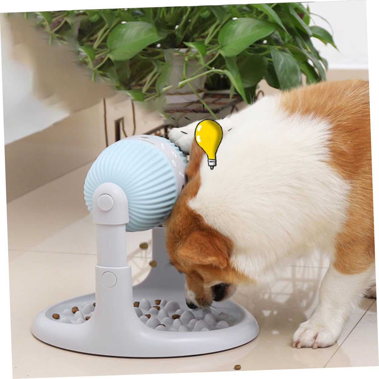 Dispensador De Comida Lento Rodillo Interactivo Ajustable, Juguete para Masticar para Perros y Gatos, Material Duradero, Color Azul, Estimulador De Alimentación y Entretenimiento Doméstico