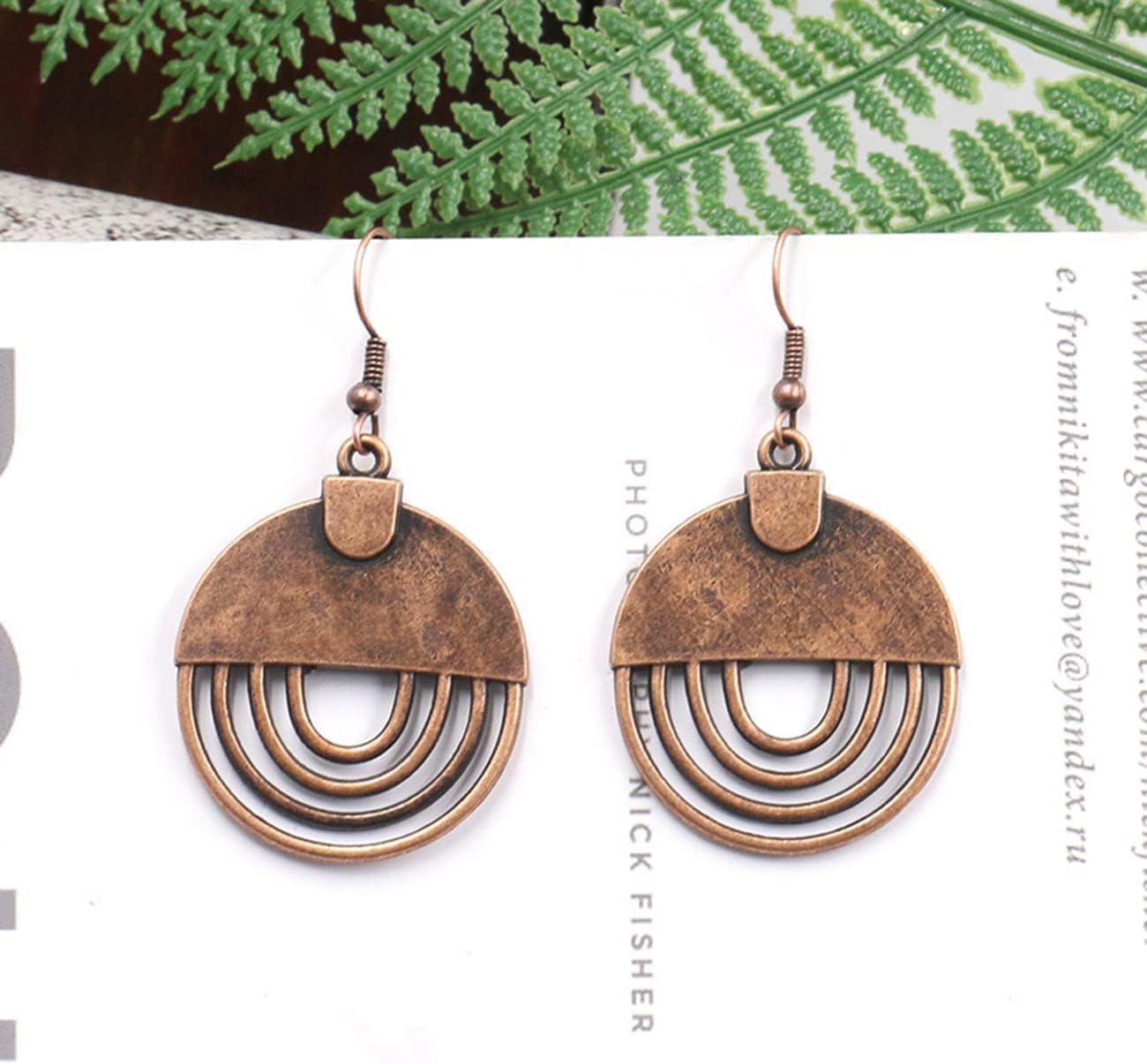 Boho Brown Drop Earrings for Women Rounds Long Tribal Dangle Earrings - Image 3