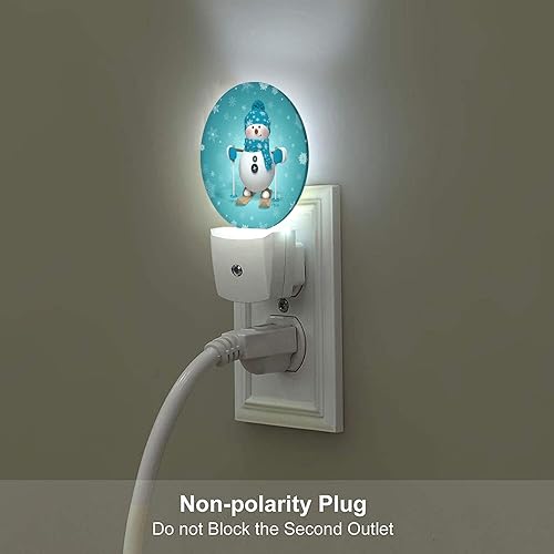 Miniatura 4 de Axayaz Muñeco de nieve enchufable con luz nocturna, copo de nieve, invierno, Navidad, esquí, muñeco de nieve con sombrero, guantes, lámpara LED