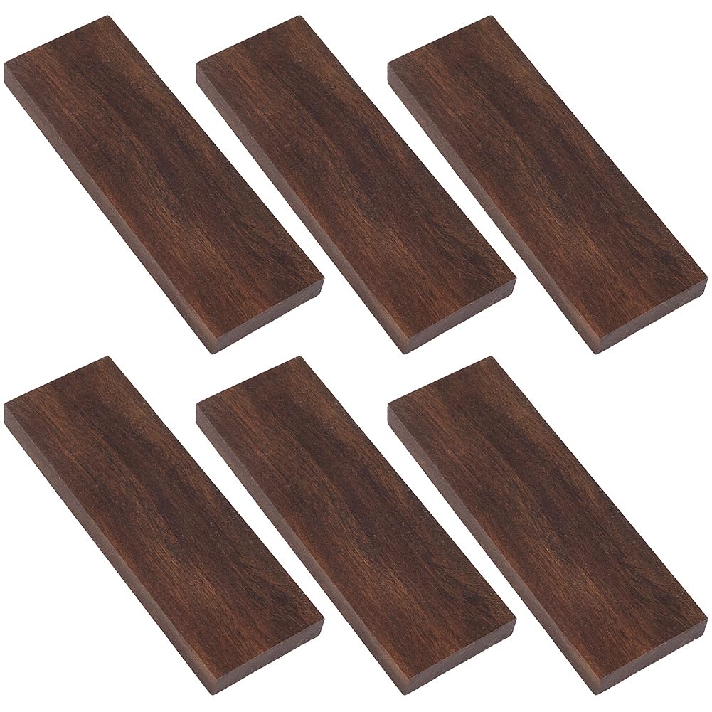 BENECREAT 6Pcs 123x41x11mm/4.8x1.6x0.43inch Black Gold Sandalwood Timber Handle, Brown Wood Knife Handle for DIY Music Instruments Tools Crafts