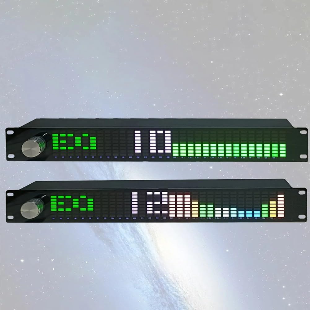 HpLive LED-Musikspektrumanzeige,Audio-Level-LED-Anzeige，31-Band Musik-Spektrum-Anzeige Dual-Kanal 15-Band Digitaler Equalizer mit Fernbedienung für Bühne KTV Bar