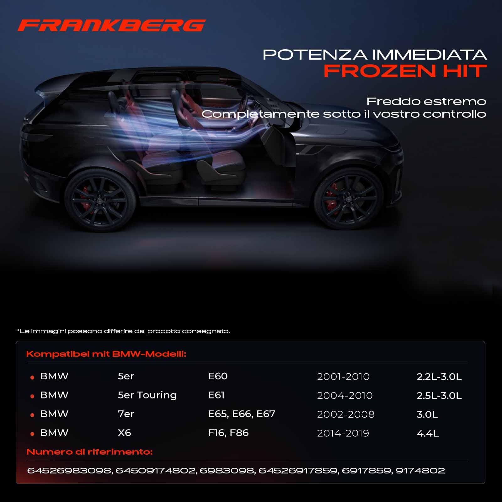 Frankberg Compressore aria condizionata con frizione Compatibile Serie 5 E60 E61 Serie 7 E65 E66 E67 X6 F16 F86