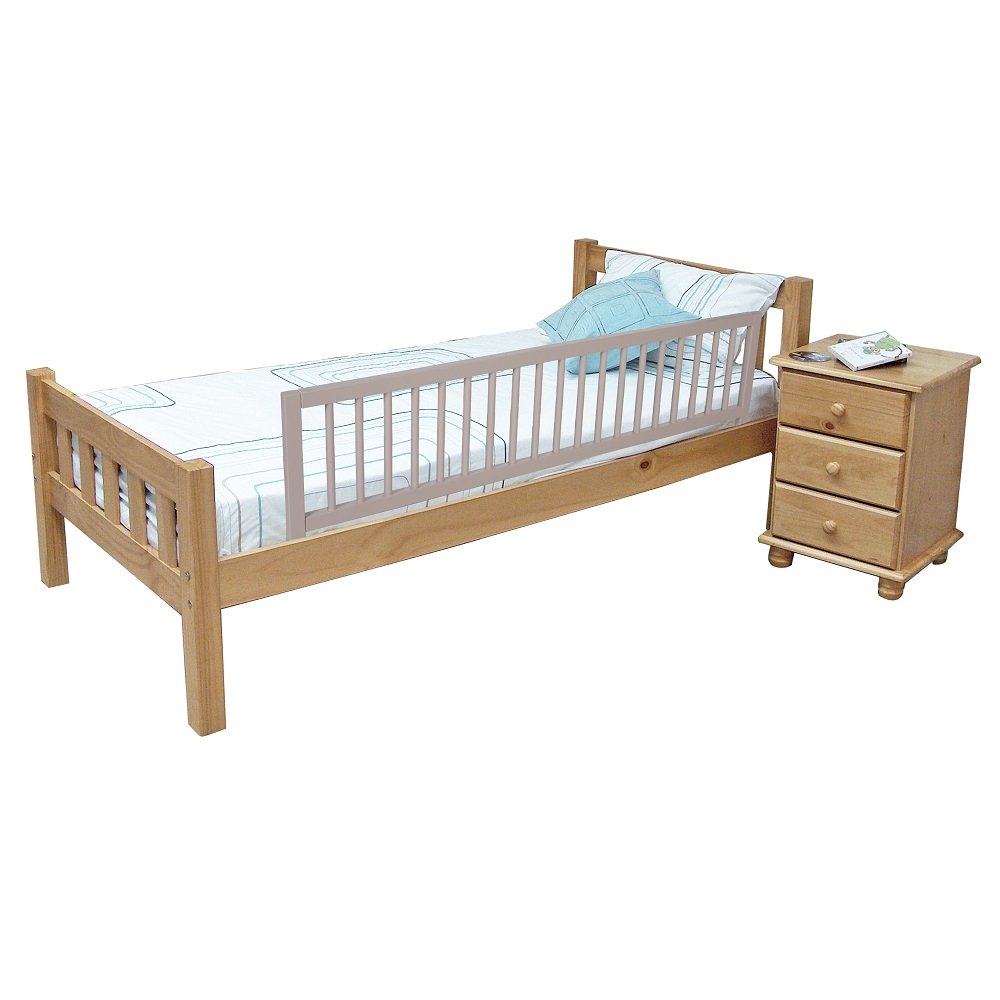 Safetots Sponda in Legno per Letti, Grigia, 38cm di Altezza x 140cm di Larghezza, Sponda Letto per Bambini Sicura, Preassemblata, Installazione Facile