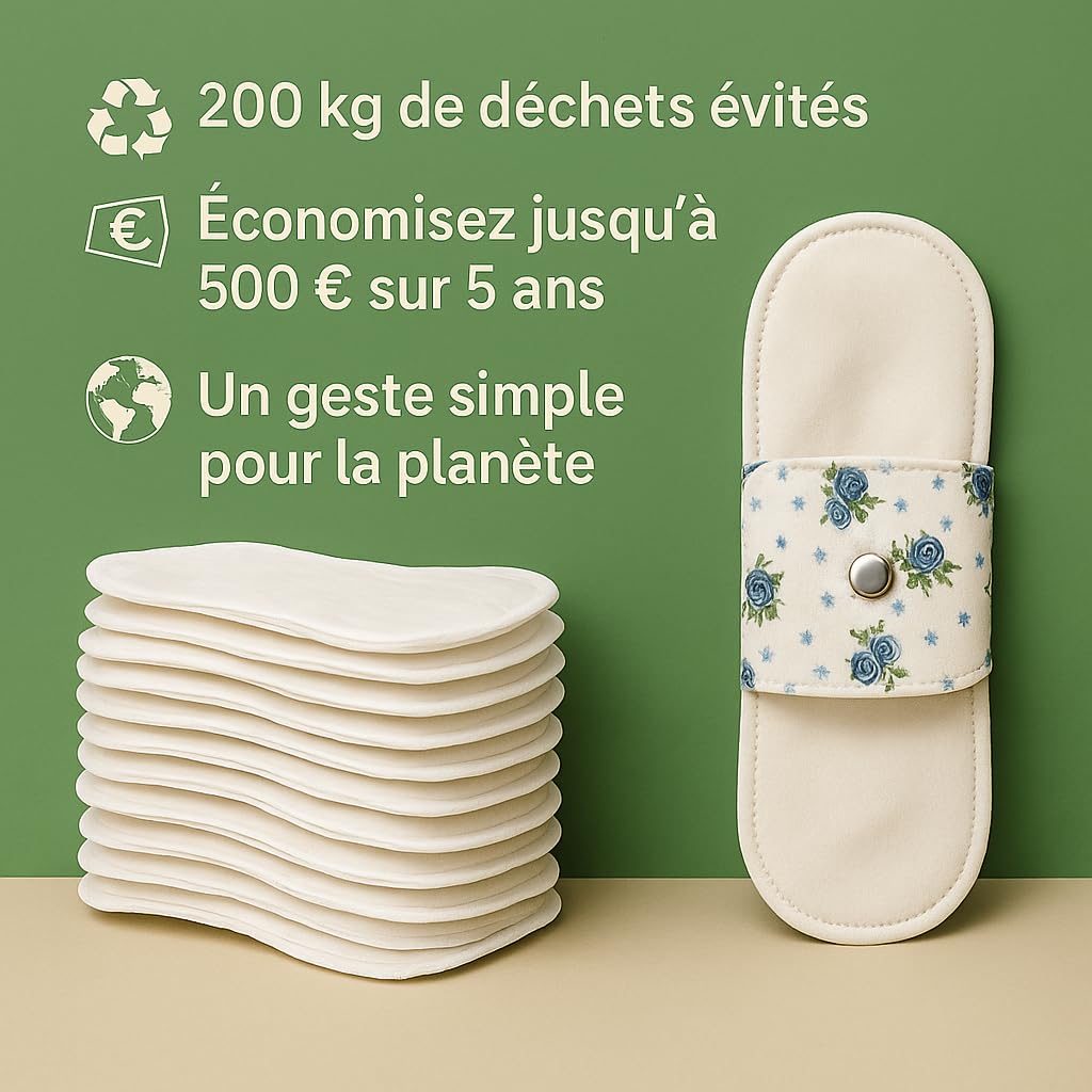 Lot de 5 Protège-Slips Lavables 100% Coton (XS) | Fait Main en France