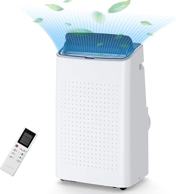 14,000 BTU Portable Air Conditioner, Cools up to 700 Sq. Ft. 3-in-1 Portable AC w/Fan & Dehumidifier w/Remote Control, 24-Hour Timer, 3-Speed Air/Nightlight