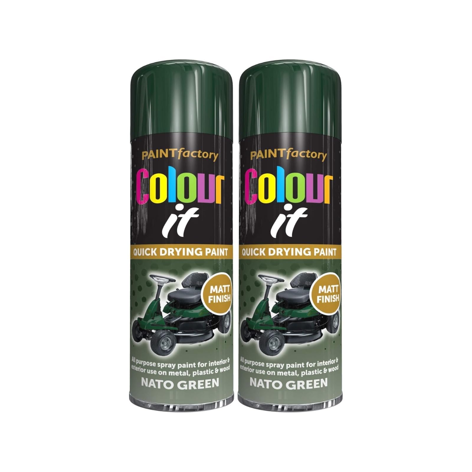 PNJB Nato Green Matt Spray Paint, Quick Drying, Excellent Coverage for Metal, Wood, Plastic, Aerosol Spray, Lightweight and Portable, 250ml (2PCS)