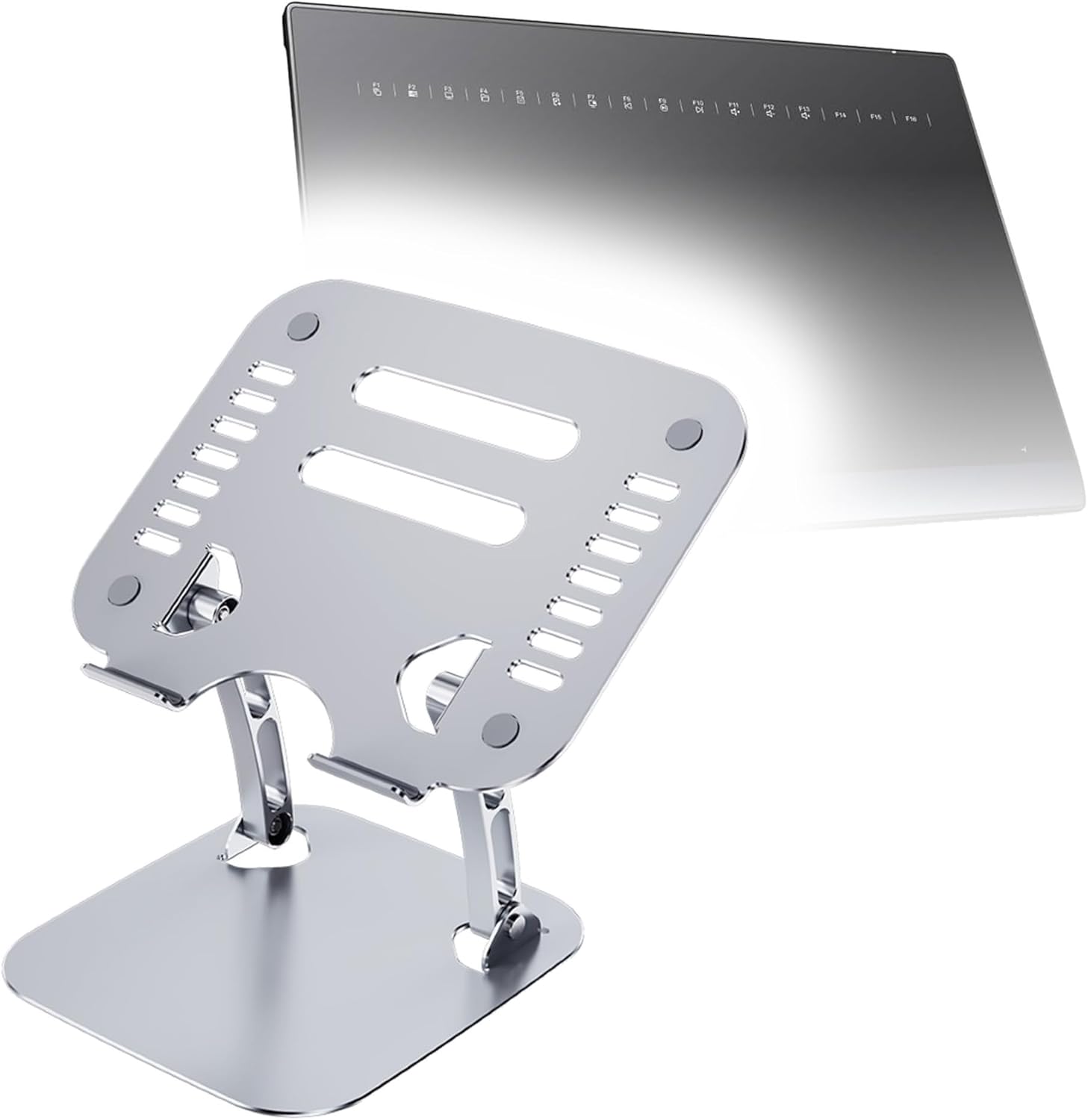 BoxWave Stand and Mount Compatible with DIGIDRAW T610 Drawing Tablet - Executive VersaView Stand, Ergonomic Adjustable Viewing Angle Metallic Riser - Metallic Silver