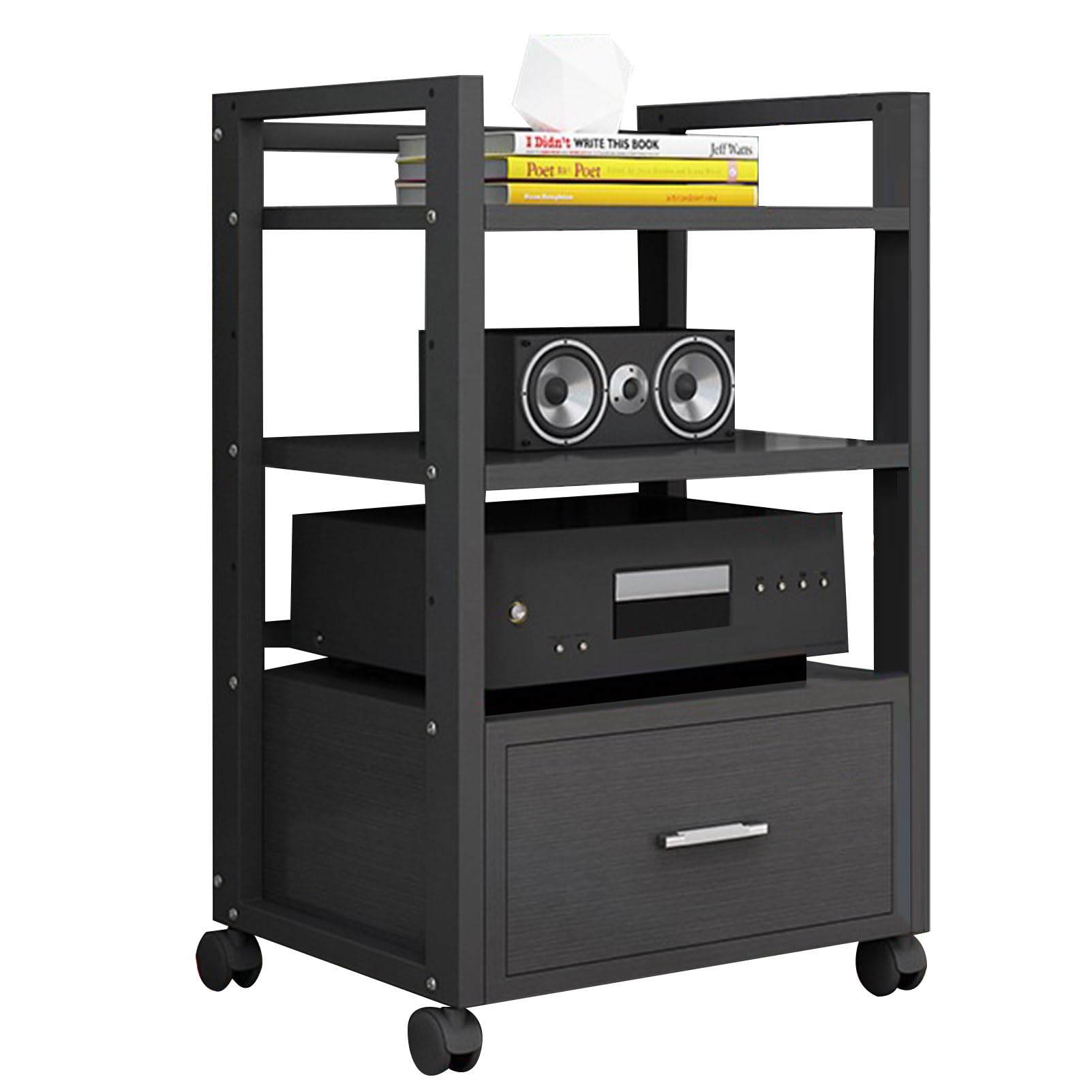Supporto multimediale AV a 3/4/5 Livelli con cassetto, mobiletto HiFi Audio Video Mobile Stereo mobiletto TV Lettore CD unità di archiviazione componenti, scaffale per al