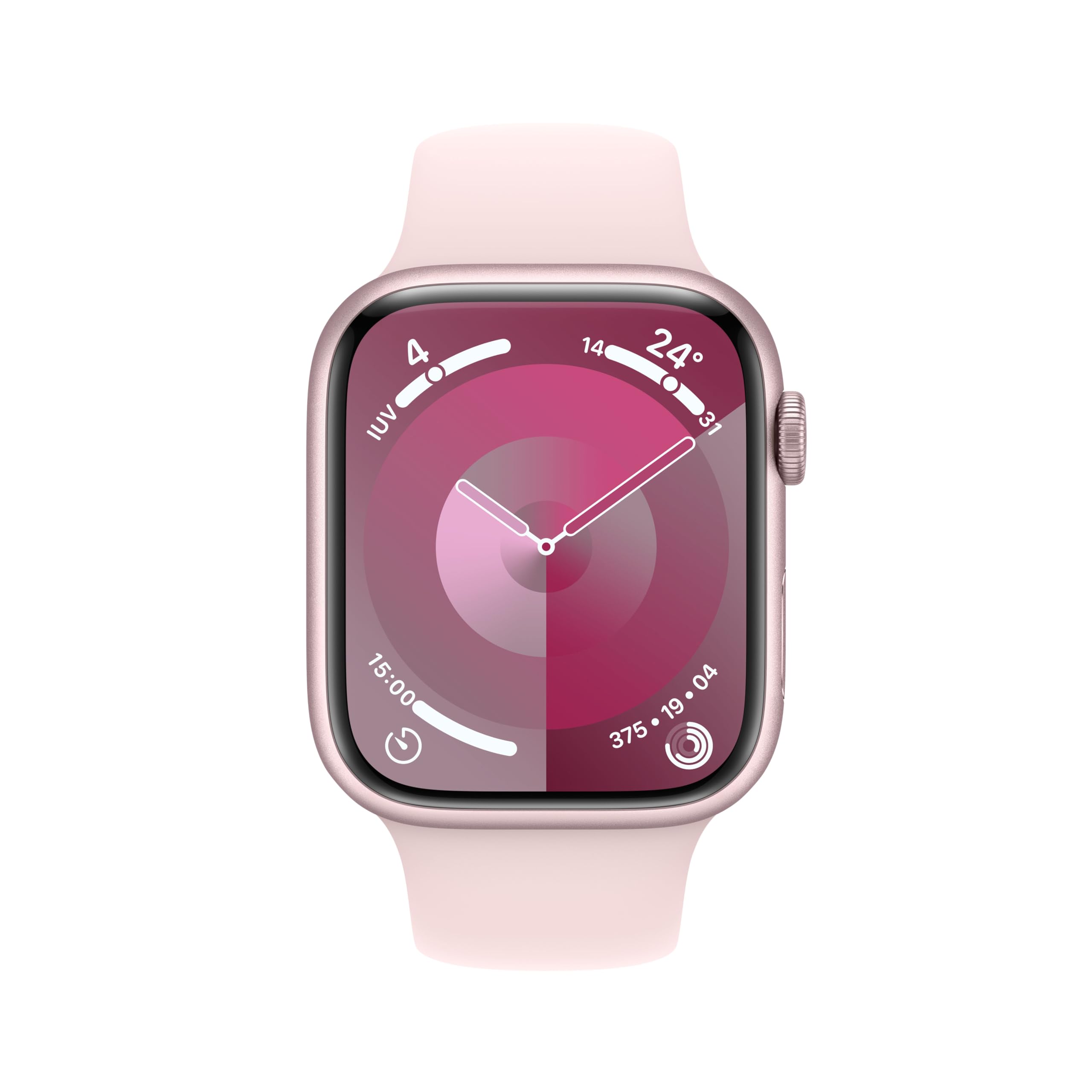 Apple Watch Series 9 (GPS, 45mm) - Aluminiumgehäuse Rosé mit Sportarmband Rosé, S/M (Generalüberholt)